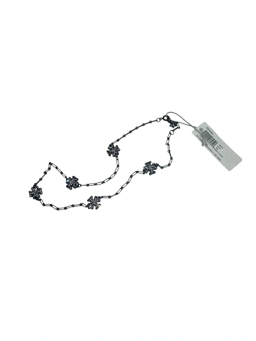 Tory Burch Gunmetal Black Logo Necklace